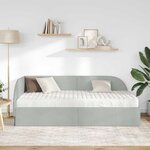 vidaXL Cadre de lit d'angle avec matelas 2 Pièces Gris clair Velours