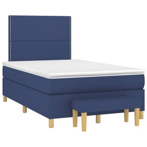 vidaXL Sommier à lattes de lit avec matelas bleu 120x190 cm tissu