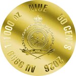 Pièce de monnaie en Or 50 Cents g 0.031 (1/1000 oz) Millésime 2026 (PRÉCOMMANDE)