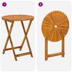 vidaXL Table de jardin pliante Naturel Ø60 x 75 cm