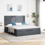 VidaXL Cadre de lit ottoman avec matelas gris foncé 180x200cm velours