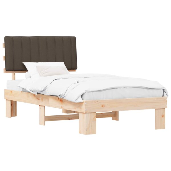 vidaXL Cadre de lit avec tête de lit rembourrée Taupe 100 x 200 cm