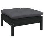 vidaXL Salon de jardin 8 Pièces avec coussins Noir Bois de pin