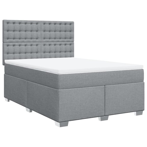 vidaXL Sommier à lattes de lit avec matelas Gris clair 160x200cm Tissu
