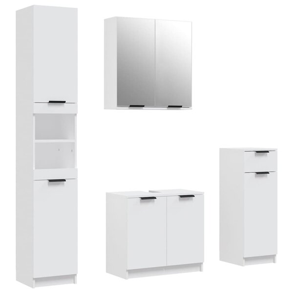 vidaXL Meubles de salle de bain 4 Pièces Blanc Bois d'ingénierie