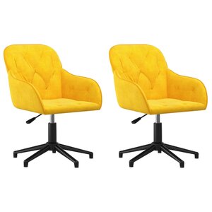 vidaXL Chaises pivotantes à manger lot de 2 Jaune Velours