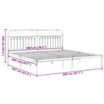 vidaXL Cadre de lit métal sans matelas et tête de lit blanc 200x200 cm