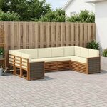 vidaXL Ensemble de canapé d'angle avec coussin 7 Pièces Naturel et Crème
