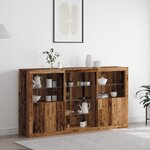 vidaXL Buffet avec lumières LED Bois vieilli 181.5x37x100 cm Bois d'ingénierie