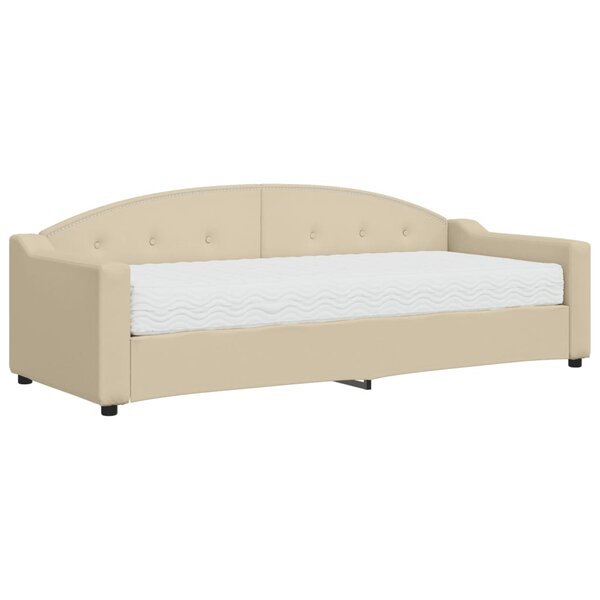 vidaXL Lit de jour avec matelas crème 80x200 cm tissu
