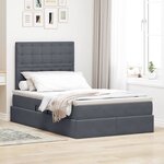 vidaXL Lit avec rangement et matelas Gris foncé 120 x 190 cm Velours