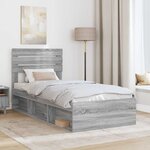 vidaXL Cadre de lit Gris Sonoma 100 x 200 cm Pin massif