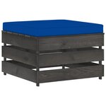 Vidaxl salon de jardin 7 pièces avec coussins bois imprégné de gris