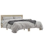 vidaXL Cadre de lit chêne sonoma 160x200 cm bois d'ingénierie et métal