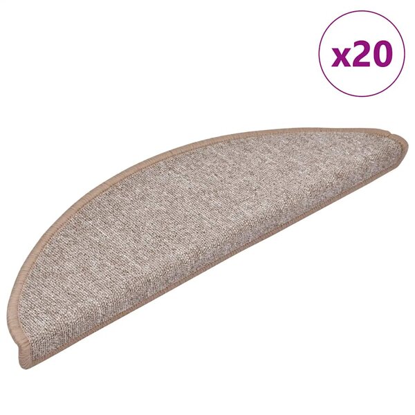 vidaXL Tapis d'escalier 20 Pièces marron 56x17x3 cm