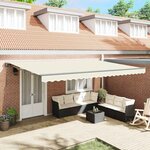 vidaXL Auvent Rétractable Crème 500x300 cm tissu