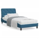 vidaXL Lit avec matelas bleu 90x190 cm velours
