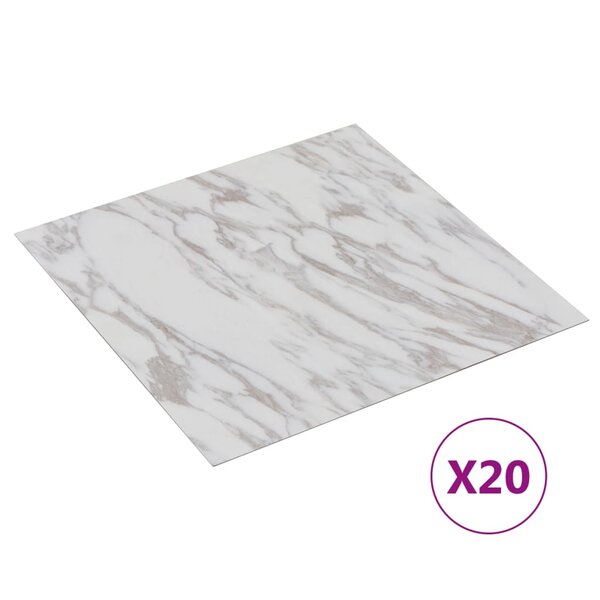 vidaXL Dalles de plancher autoadhésives 20Pièces PVC 1 86 m² marbre blanc