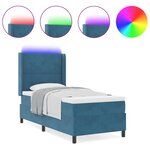vidaXL Lit à Ressorts avec Matelas LED Manuel Bleu 90 x 190 cm Velours