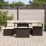 vidaXL Ensemble de canapé de jardin 7 Pièces Marron Poly rotin