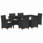 vidaXL Ensemble de salle à manger pour jardin 7 Pièces Noir polyrotin