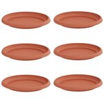vidaXL Plateau à fleurs rond 6 pc Rouge brique Ø 21 5 x 2 5 cm