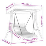 vidaXL Lit balançoire et auvent bois massif d'épicéa et finition teck