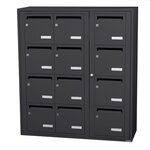 Bloc collectif Leabox 3x4 grade 3 simple face intérieur fixation murale gris anthracite ral 7016 finition brillante