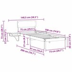 vidaXL Cadre de lit avec tables de chevet avec tête de lit Marron cire