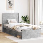vidaXL Cadre de lit avec rangement et tête de lit Gris béton
