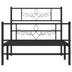 vidaXL Cadre de lit métal sans matelas avec pied de lit noir 100x190cm