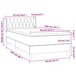 vidaXL Sommier à lattes de lit avec matelas Gris foncé 90x200 cm Tissu