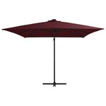 vidaXL Parasol déporté avec lumières LED Rouge bordeaux 250x250 cm