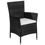 vidaXL Chaise et tabouret d'extérieur et coussins Résine tressée Noir