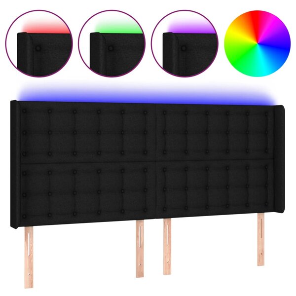 vidaXL Tête de lit à LED Noir 183x16x118/128 cm Tissu