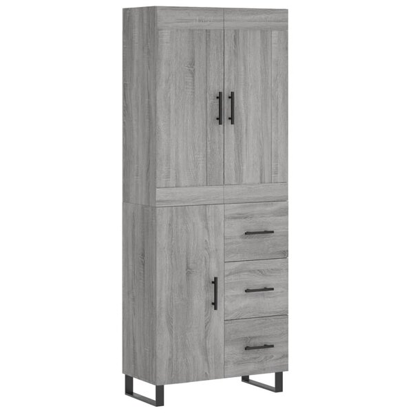 vidaXL Buffet haut Sonoma gris 69 5x34x180 cm Bois d'ingénierie