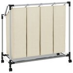 vidaXL Trieuse à linge avec 4 sacs Crème Acier