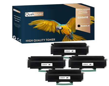 Qualitoner x4 toners e250a11e noir compatible pour lexmark