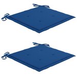 vidaXL Chaises de jardin 2 Pièces avec coussins bleu royal Bois de teck