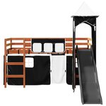 vidaXL Lit mezzanine enfants avec tour blanc/noir 90x190 cm pin massif