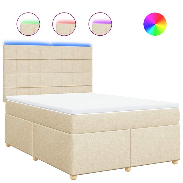 vidaXL Sommier à lattes de lit avec matelas Crème 140x190 cm Tissu