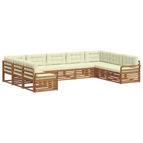 vidaXL Ensemble de canapés d'extérieur 9 pc Naturel et Crème