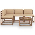 vidaXL Salon de jardin 5 Pièces avec coussins beige