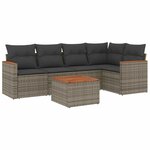 vidaXL Salon de jardin 6 Pièces avec coussins gris résine tressée