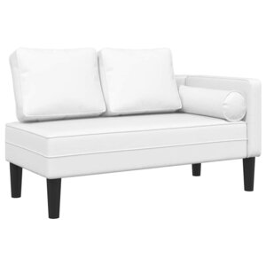 vidaXL Chaise longue avec coussins blanc similicuir