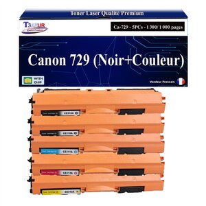 T3AZUR -5x Toners compatibles avec Canon 729 pour Canon LBP7010C LBP7018C