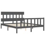 vidaXL Cadre de lit avec tête de lit gris King Size bois massif