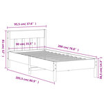vidaXL Cadre de lit sans matelas cire marron 90x200 cm bois pin massif