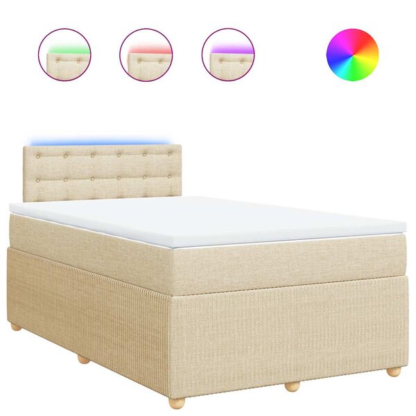 vidaXL Sommier à lattes de lit avec matelas crème 120x190 cm tissu