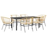 vidaXL Ensemble à manger jardin coussins 7Pièces marron poly rotin verre